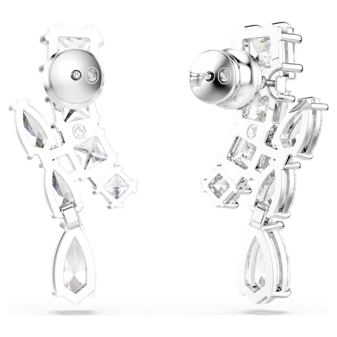 Pendientes colgantes Matrix con cortes variados, blancos, chapados en rodio Pendientes colgantes Matrix con cortes variados, blancos, chapados en rodio