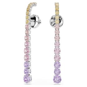 Pendientes colgantes Matrix con degradado de cortes redondos, multicolores, chapados en rodio