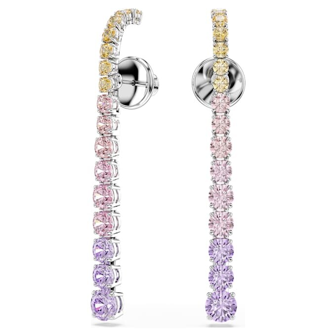 Pendientes colgantes Matrix con degradado de cortes redondos, multicolores, chapados en rodio Pendientes colgantes Matrix con degradado de cortes redondos, multicolores, chapados en rodio