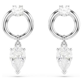 Pendientes colgantes Mesmera con cortes variados, blancos, chapados en rodio