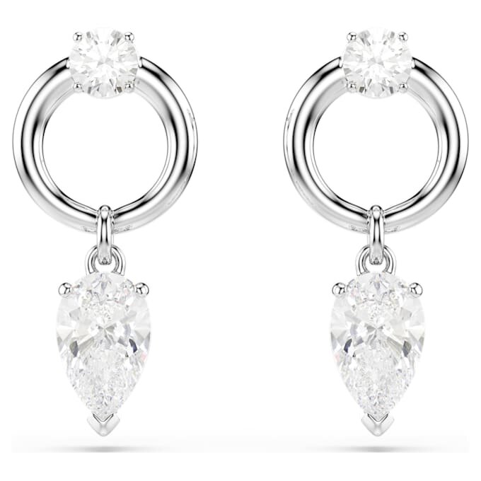 Pendientes colgantes Mesmera con cortes variados, blancos, chapados en rodio Pendientes colgantes Mesmera con cortes variados, blancos, chapados en rodio