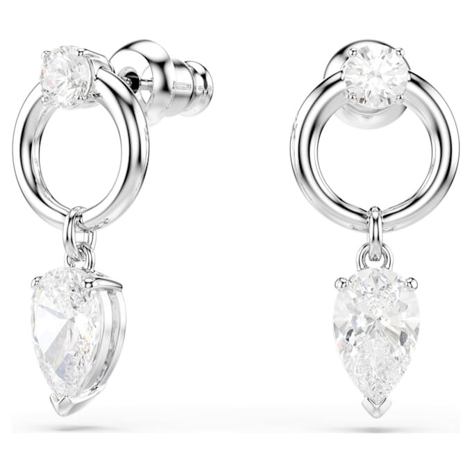 Pendientes colgantes Mesmera con cortes variados, blancos, chapados en rodio Pendientes colgantes Mesmera con cortes variados, blancos, chapados en rodio
