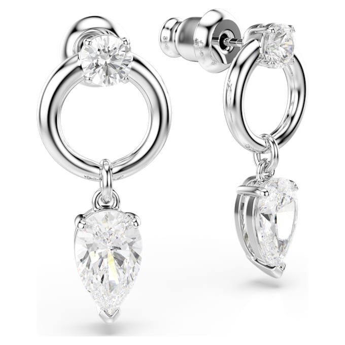Pendientes colgantes Mesmera con cortes variados, blancos, chapados en rodio Pendientes colgantes Mesmera con cortes variados, blancos, chapados en rodio