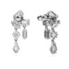 Pendientes colgantes Mesmera con cortes variados, blancos, chapados en rodio Pendientes colgantes Mesmera con cortes variados, blancos, chapados en rodio