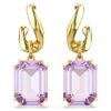 Pendientes colgantes Millenia con corte octogonal, morados, chapados en tono dorado Pendientes colgantes Millenia con corte octogonal, morados, chapados en tono dorado
