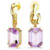 Pendientes colgantes Millenia con corte octogonal, morados, chapados en tono dorado Pendientes colgantes Millenia con corte octogonal, morados, chapados en tono dorado