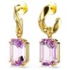 Pendientes colgantes Millenia con corte octogonal, morados, chapados en tono dorado Pendientes colgantes Millenia con corte octogonal, morados, chapados en tono dorado