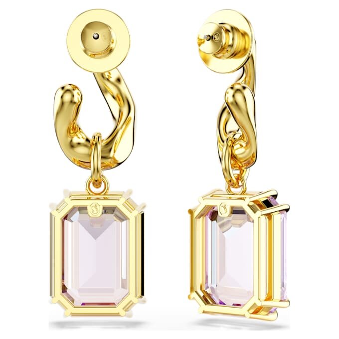 Pendientes colgantes Millenia con corte octogonal, morados, chapados en tono dorado Pendientes colgantes Millenia con corte octogonal, morados, chapados en tono dorado