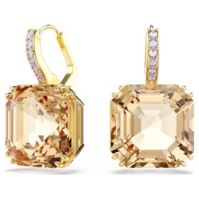 Pendientes colgantes Millenia con cortes mixtos, color caramelo, chapados en tono dorado