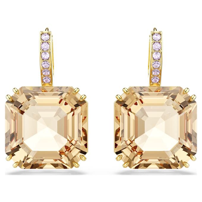 Pendientes colgantes Millenia con cortes mixtos, color caramelo, chapados en tono dorado Pendientes colgantes Millenia con cortes mixtos, color caramelo, chapados en tono dorado