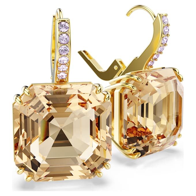 Pendientes colgantes Millenia con cortes mixtos, color caramelo, chapados en tono dorado Pendientes colgantes Millenia con cortes mixtos, color caramelo, chapados en tono dorado