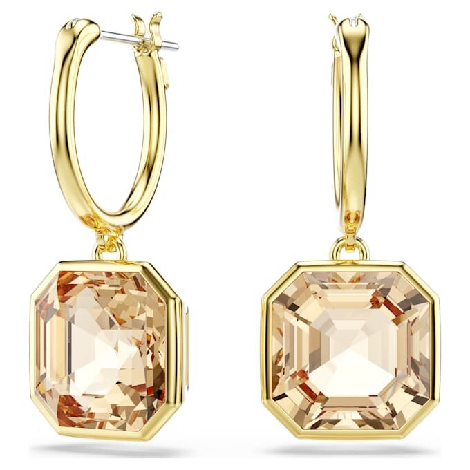 Pendientes colgantes Millenia de corte cuadrado, color caramelo, chapados en tono dorado Pendientes colgantes Millenia de corte cuadrado, color caramelo, chapados en tono dorado