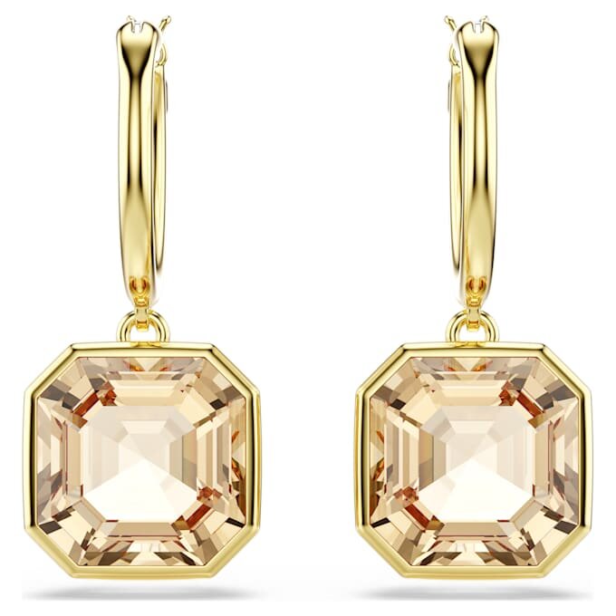 Pendientes colgantes Millenia de corte cuadrado, color caramelo, chapados en tono dorado Pendientes colgantes Millenia de corte cuadrado, color caramelo, chapados en tono dorado