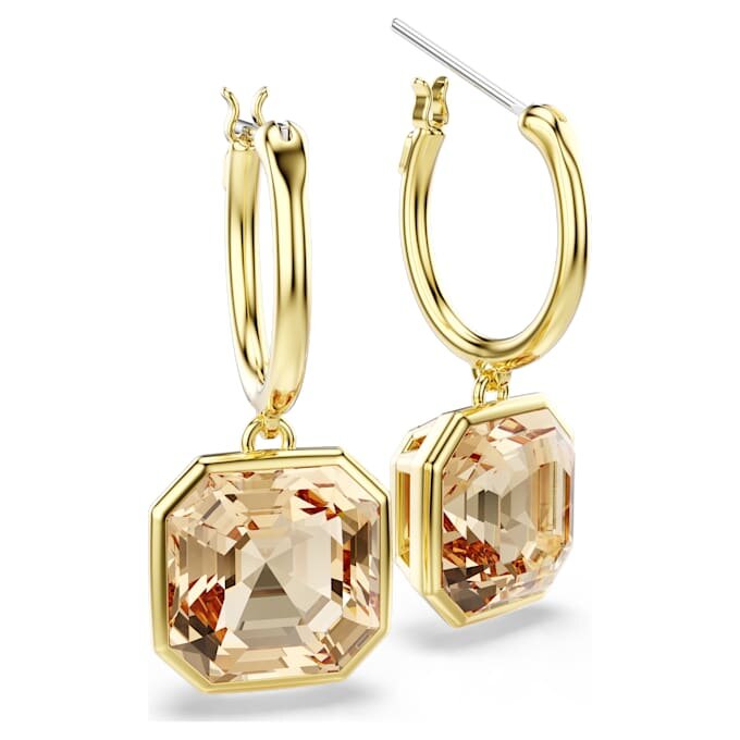Pendientes colgantes Millenia de corte cuadrado, color caramelo, chapados en tono dorado Pendientes colgantes Millenia de corte cuadrado, color caramelo, chapados en tono dorado