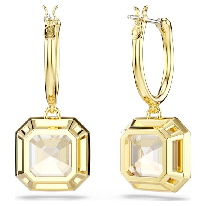 Pendientes colgantes Millenia de corte cuadrado, color caramelo, chapados en tono dorado Pendientes colgantes Millenia de corte cuadrado, color caramelo, chapados en tono dorado