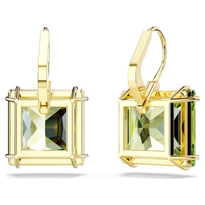 Pendientes colgantes Millenia de corte cuadrado, verdes, chapados en tono dorado Pendientes colgantes Millenia de corte cuadrado, verdes, chapados en tono dorado