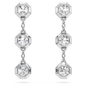 Pendientes colgantes octogonales con diamantes cultivados en laboratorio, 0,6 ct en total, forma redonda, plata de ley Pendientes colgantes octogonales con diamantes cultivados en laboratorio, 0,6 ct en total, forma redonda, plata de ley