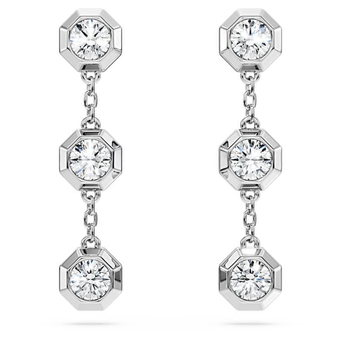 Pendientes colgantes octogonales con diamantes cultivados en laboratorio, 0,6 ct en total, forma redonda, plata de ley Pendientes colgantes octogonales con diamantes cultivados en laboratorio, 0,6 ct en total, forma redonda, plata de ley