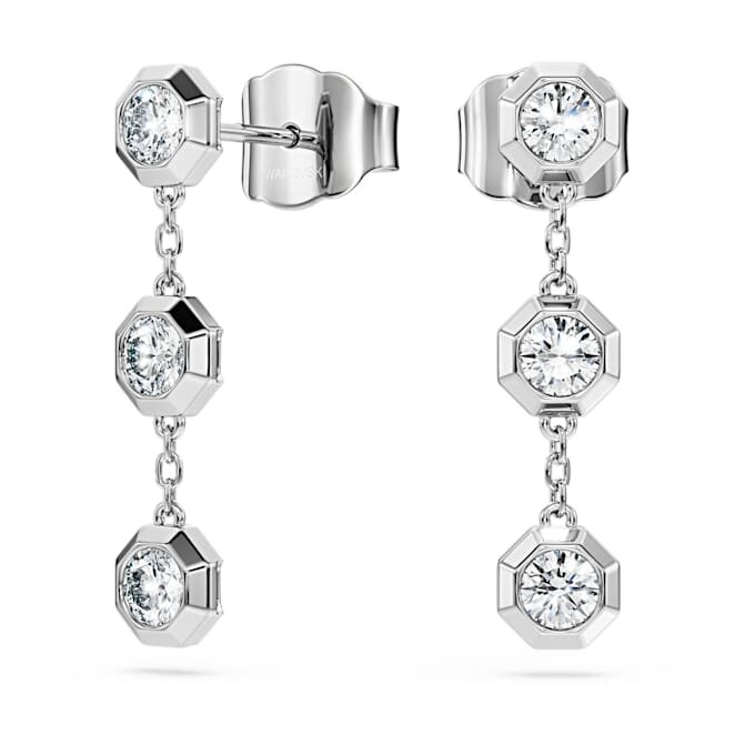 Pendientes colgantes octogonales con diamantes cultivados en laboratorio, 0,6 ct en total, forma redonda, plata de ley Pendientes colgantes octogonales con diamantes cultivados en laboratorio, 0,6 ct en total, forma redonda, plata de ley