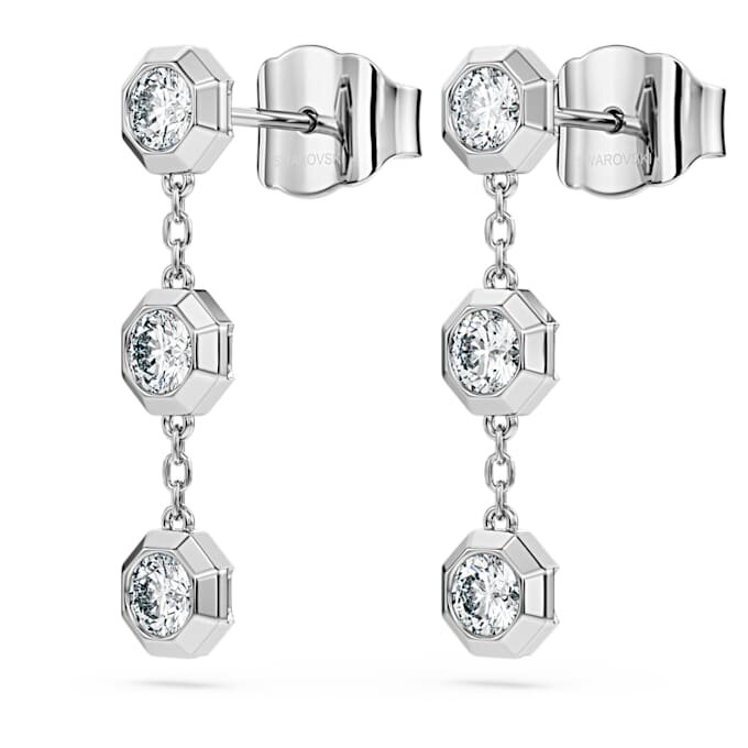 Pendientes colgantes octogonales con diamantes cultivados en laboratorio, 0,6 ct en total, forma redonda, plata de ley Pendientes colgantes octogonales con diamantes cultivados en laboratorio, 0,6 ct en total, forma redonda, plata de ley