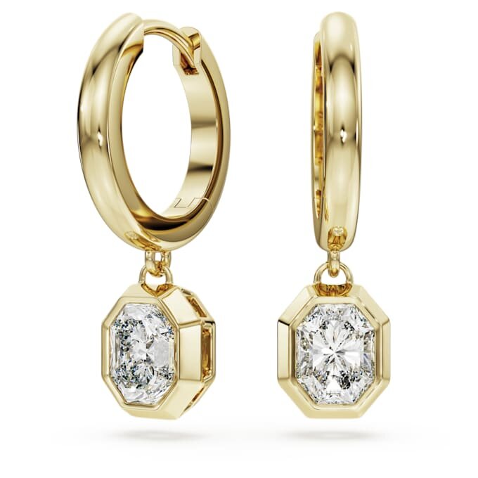 Pendientes colgantes octogonales con diamantes cultivados en laboratorio, 1,0 ct en total, forma octogonal, oro amarillo de 14K Pendientes colgantes octogonales con diamantes cultivados en laboratorio, 1,0 ct en total, forma octogonal, oro amarillo de 14K