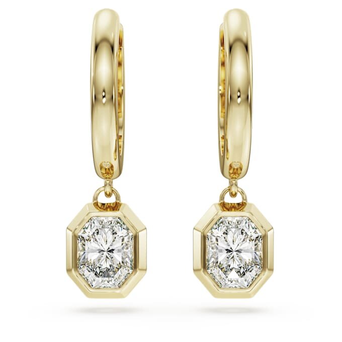 Pendientes colgantes octogonales con diamantes cultivados en laboratorio, 1,0 ct en total, forma octogonal, oro amarillo de 14K Pendientes colgantes octogonales con diamantes cultivados en laboratorio, 1,0 ct en total, forma octogonal, oro amarillo de 14K