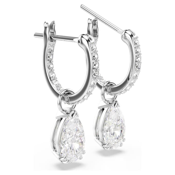 Pendientes colgantes Stilla con corte en pera, corte redondo, blancos y chapados en rodio Pendientes colgantes Stilla con corte en pera, corte redondo, blancos y chapados en rodio