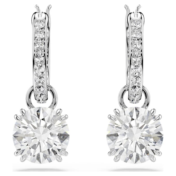 Pendientes colgantes Stilla de corte redondo, blancos, chapados en rodio Pendientes colgantes Stilla de corte redondo, blancos, chapados en rodio