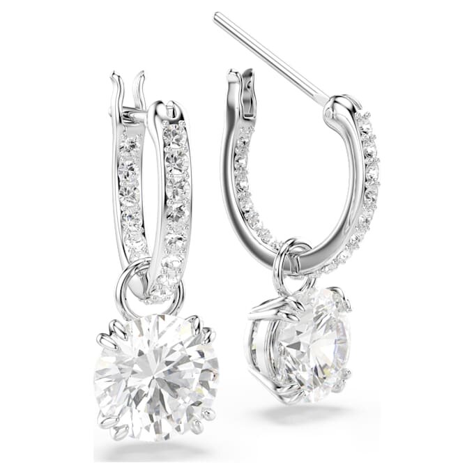 Pendientes colgantes Stilla de corte redondo, blancos, chapados en rodio Pendientes colgantes Stilla de corte redondo, blancos, chapados en rodio