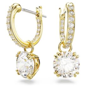Pendientes colgantes Stilla de corte redondo, blancos, chapados en tono dorado Pendientes colgantes Stilla de corte redondo, blancos, chapados en tono dorado