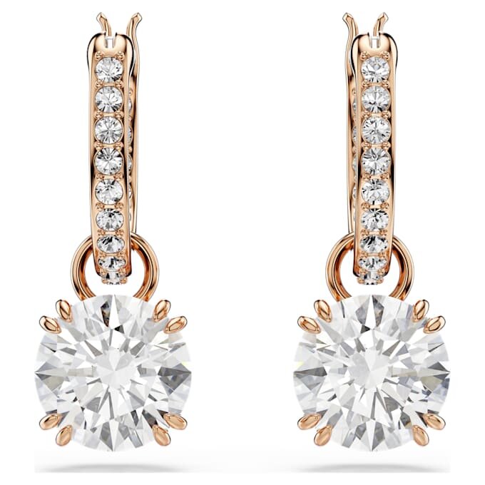 Pendientes colgantes Stilla de corte redondo, blancos, chapados en tono oro rosa Pendientes colgantes Stilla de corte redondo, blancos, chapados en tono oro rosa