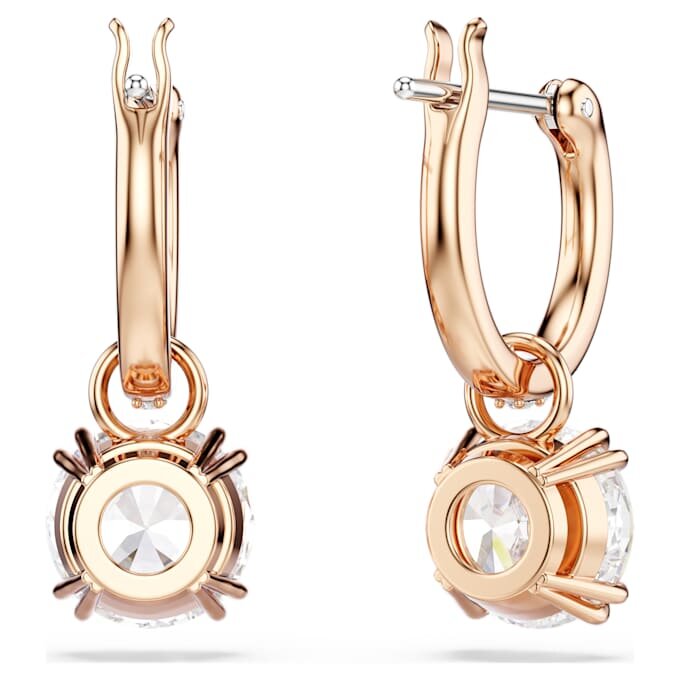 Pendientes colgantes Stilla de corte redondo, blancos, chapados en tono oro rosa Pendientes colgantes Stilla de corte redondo, blancos, chapados en tono oro rosa
