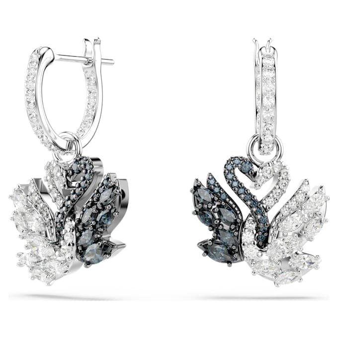 Pendientes colgantes Swan Swan, negro, acabado en metales mixtos Pendientes colgantes Swan Swan, negro, acabado en metales mixtos