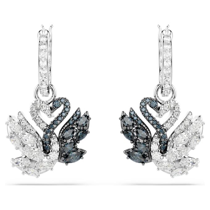 Pendientes colgantes Swan Swan, negro, acabado en metales mixtos Pendientes colgantes Swan Swan, negro, acabado en metales mixtos