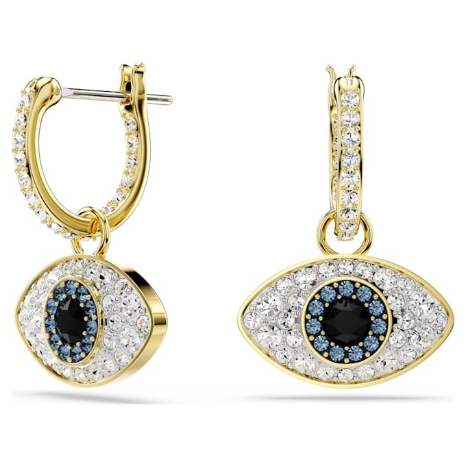 Pendientes colgantes Symbolica «Ojo del mal», azules, chapados en tono dorado Pendientes colgantes Symbolica «Ojo del mal», azules, chapados en tono dorado