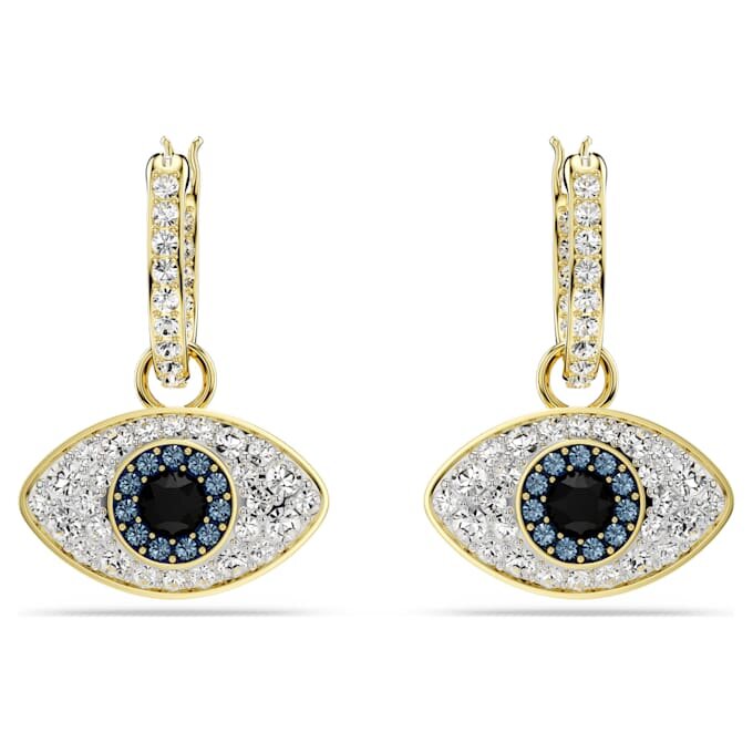 Pendientes colgantes Symbolica «Ojo del mal», azules, chapados en tono dorado Pendientes colgantes Symbolica «Ojo del mal», azules, chapados en tono dorado