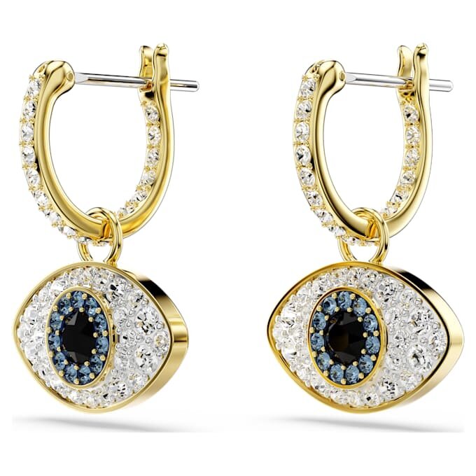 Pendientes colgantes Symbolica «Ojo del mal», azules, chapados en tono dorado Pendientes colgantes Symbolica «Ojo del mal», azules, chapados en tono dorado