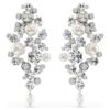 Pendientes Constella con perla de cristal, corte redondo, blancos, chapados en rodio Pendientes Constella con perla de cristal, corte redondo, blancos, chapados en rodio
