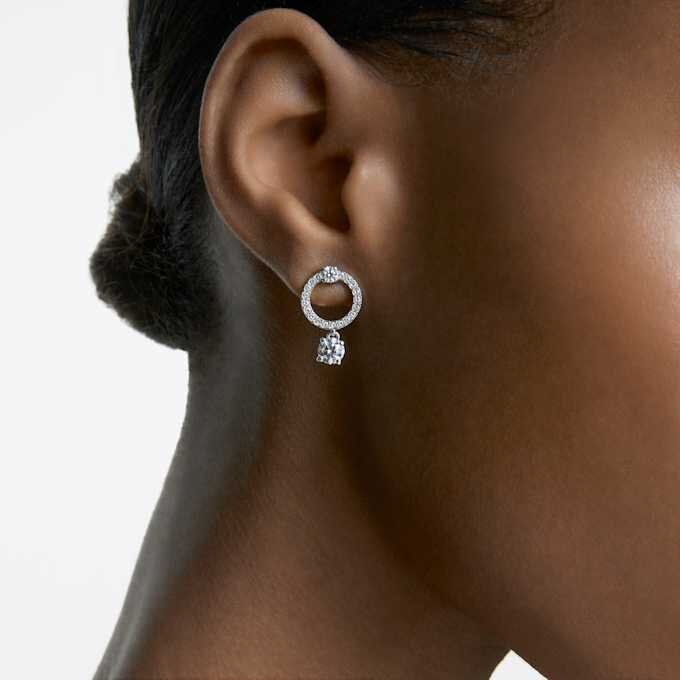 Pendientes de aro Constella, corte redondo, blancos, chapados en rodio Pendientes de aro Constella, corte redondo, blancos, chapados en rodio