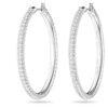 Pendientes de aro Dextera con pavé, grandes, blancos, chapados en rodio