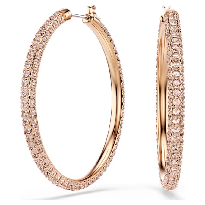 Pendientes de aro Dextera con pavé, grandes, blancos, chapados en tono oro rosa Pendientes de aro Dextera con pavé, grandes, blancos, chapados en tono oro rosa