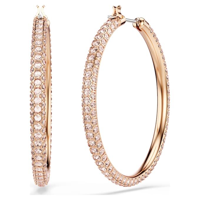 Pendientes de aro Dextera con pavé, grandes, blancos, chapados en tono oro rosa Pendientes de aro Dextera con pavé, grandes, blancos, chapados en tono oro rosa