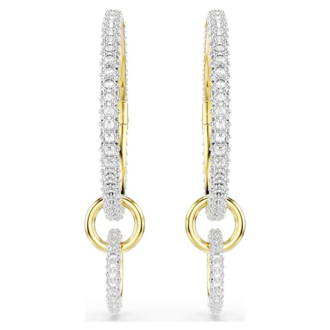Pendientes de aro Dextera, corte redondo, blancos, chapados en tono dorado Pendientes de aro Dextera, corte redondo, blancos, chapados en tono dorado