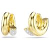 Pendientes de aro Dextera, corte redondo, mini, blancos, chapados en tono dorado Pendientes de aro Dextera, corte redondo, mini, blancos, chapados en tono dorado