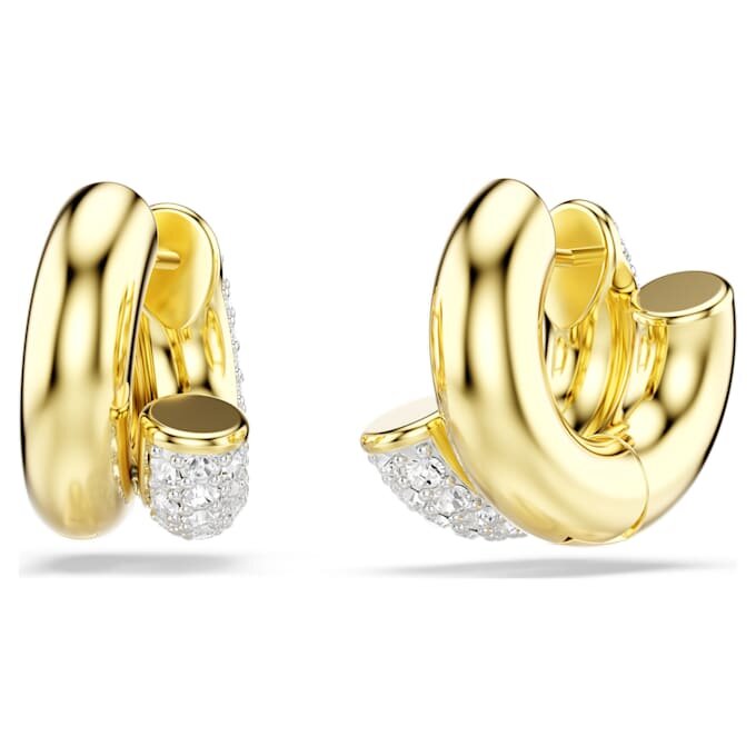 Pendientes de aro Dextera, corte redondo, mini, blancos, chapados en tono dorado Pendientes de aro Dextera, corte redondo, mini, blancos, chapados en tono dorado