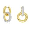 Pendientes de aro Dextera, diseño asimétrico, aros entrelazados, blancos, chapados en tono dorado Pendientes de aro Dextera, diseño asimétrico, aros entrelazados, blancos, chapados en tono dorado