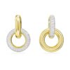 Pendientes de aro Dextera, diseño asimétrico, aros entrelazados, blancos, chapados en tono dorado Pendientes de aro Dextera, diseño asimétrico, aros entrelazados, blancos, chapados en tono dorado