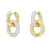 Pendientes de aro Dextera, diseño asimétrico, aros entrelazados, blancos, chapados en tono dorado Pendientes de aro Dextera, diseño asimétrico, aros entrelazados, blancos, chapados en tono dorado