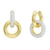 Pendientes de aro Dextera, diseño asimétrico, aros entrelazados, blancos, chapados en tono dorado Pendientes de aro Dextera, diseño asimétrico, aros entrelazados, blancos, chapados en tono dorado