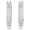 Pendientes de aro Dextera, forma octogonal, corte redondo, pequeños, blancos, chapados en rodio Pendientes de aro Dextera, forma octogonal, corte redondo, pequeños, blancos, chapados en rodio
